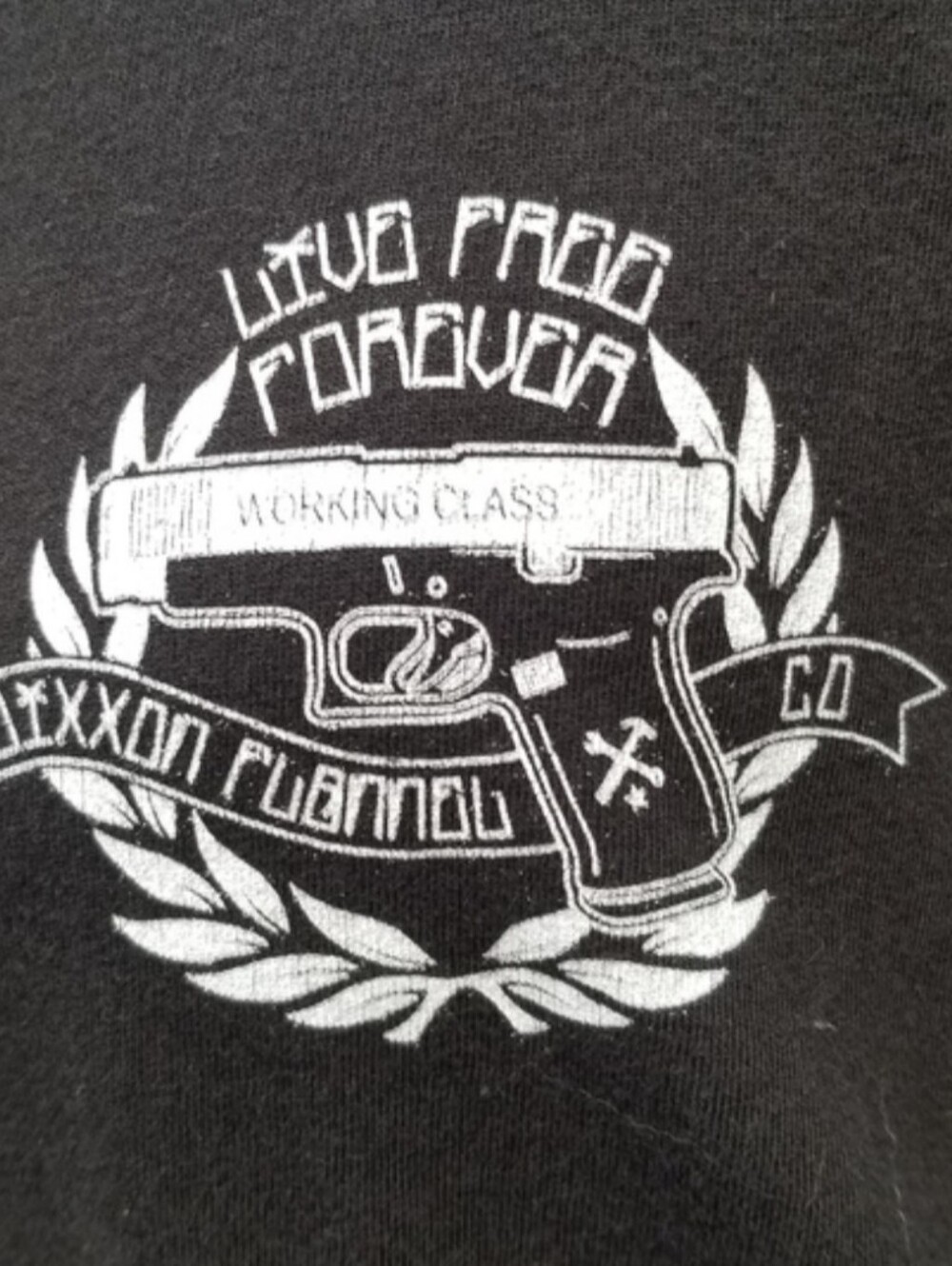 DIXXON Men's Large "Live Free Forever" Gun "Working Class" Black Tee -110